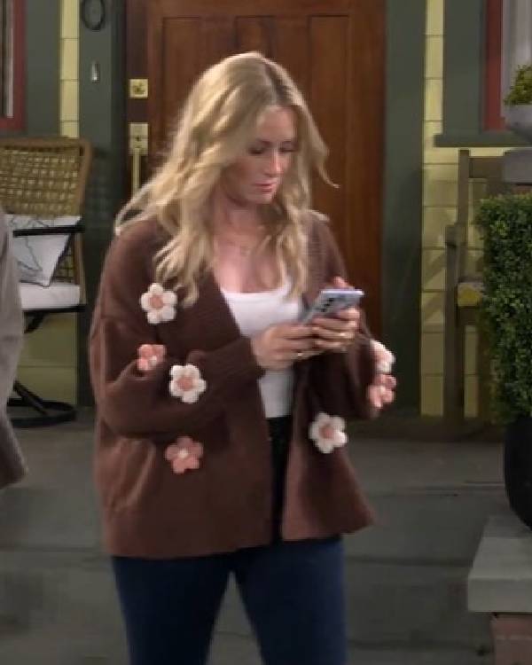 The Neighborhood Beth Behrs Brown Flower Cardigan