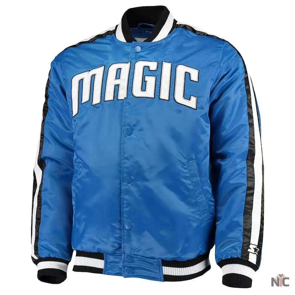 The Offensive Orlando Magic Blue Varsity Satin Jacket Clanton Jacket