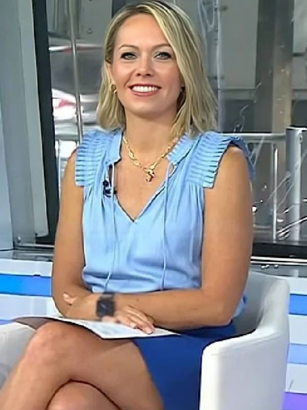 The Today Show Dylan Dreyer Blue Pleated Top Clanton Jacket