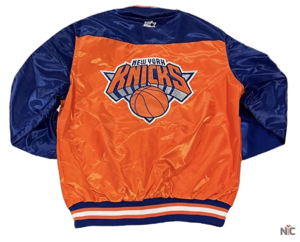 The Tradition II Team NY Knicks Orange & Blue Satin Jacket Clanton Jacket