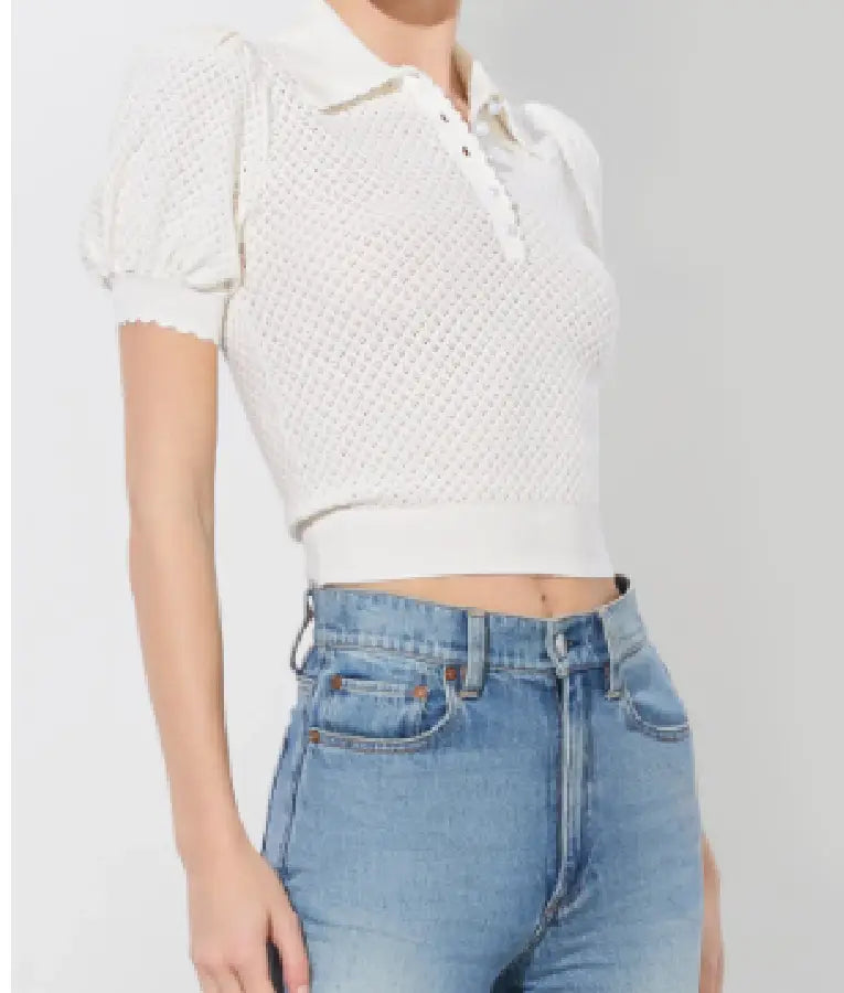 The View 2025 Alyssa Farah Griffin Pointelle Polo Top