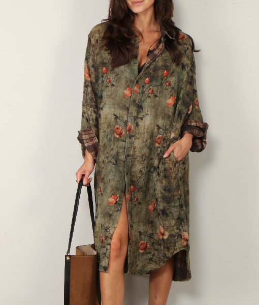 The View 2025 Whoopi Goldberg Green Floral Long Shirt Jacket USA Jackets