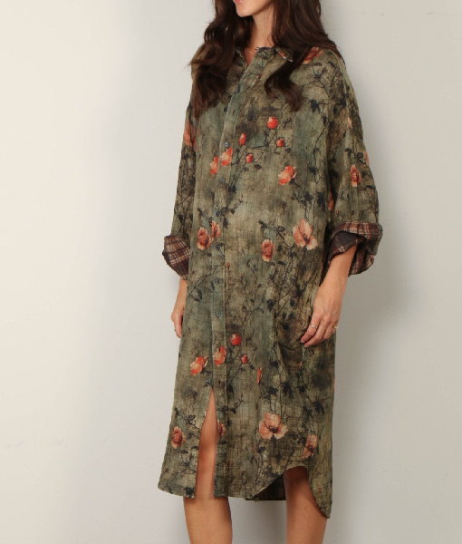 The View 2025 Whoopi Goldberg Green Floral Long Shirt Jacket USA Jackets