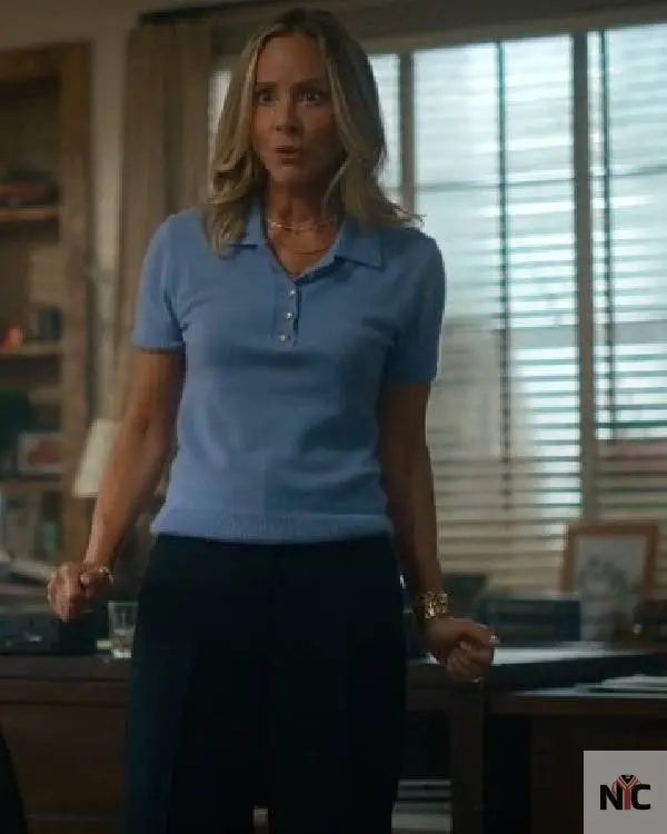 The Waterfront S01 Mae Buckley Blue Polo Top Clanton Jacket