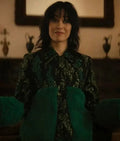 The Penguin S01 Cristin Milioti Green Print Fur Cuff Jacket