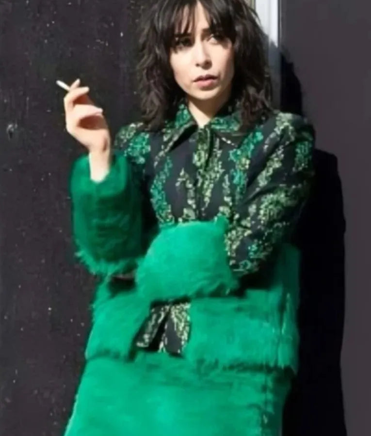 The Penguin S01 Cristin Milioti Green Print Fur Cuff Jacket