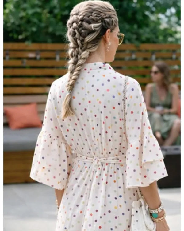 The Valley Persian Style S01 Sky Askari Polka Dot Mini Dress