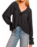 The View Joy Behar Black Ruffle Neckline Blouse