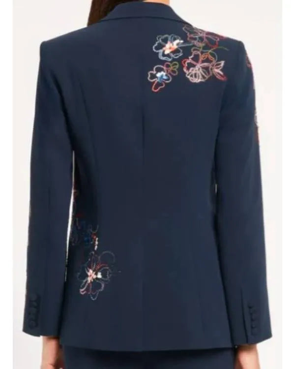 The View Joy Behar Navy Blue Floral Embellished Blazer