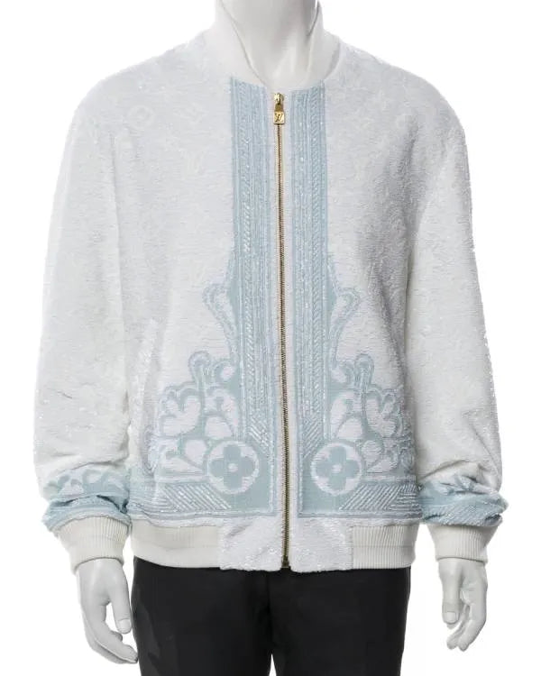 The Voice S29 John Legend White & Blue Print Zip Cardigan