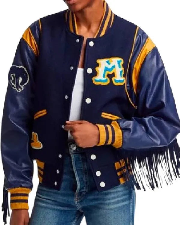 The Burbs Keke Palmer Fringe Varsity Jacket