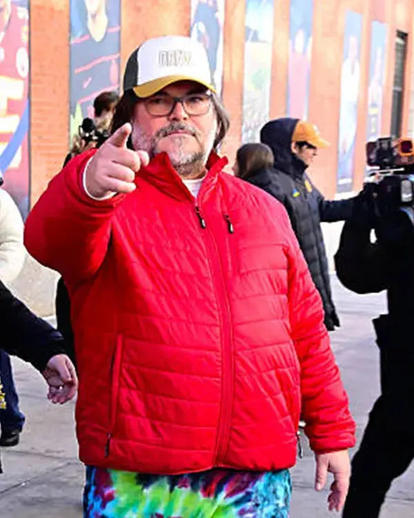 The Drew Barrymore Show Jack Black Red Puffer Jacket WorthVee