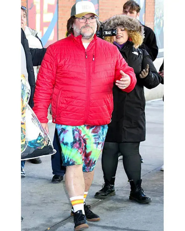 The Drew Barrymore Show Jack Black Red Puffer Jacket WorthVee