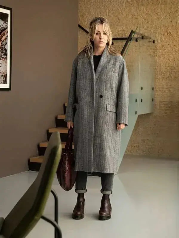 The Flight Attendant Kaley Cuoco Gray Coat WorthVee