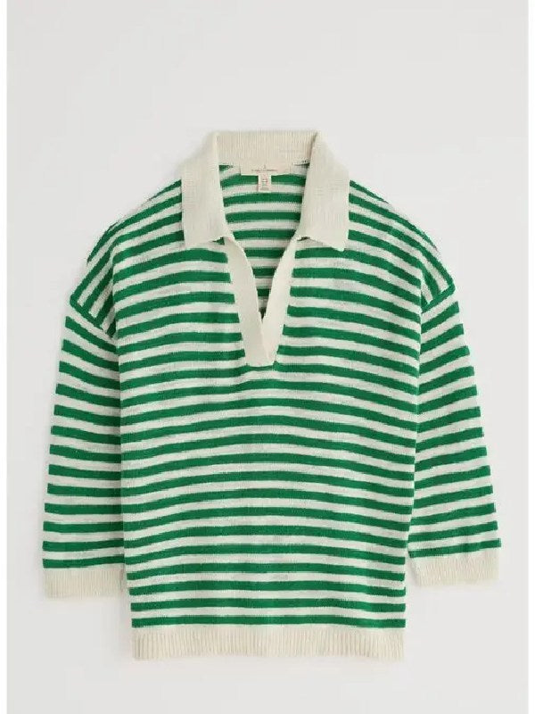 The Four Seasons S2 Tina Fey Green Striped Polo Sweater WorthVee