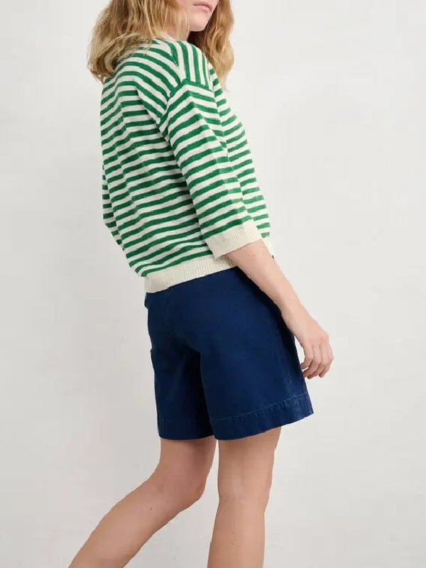 The Four Seasons S2 Tina Fey Green Striped Polo Sweater WorthVee