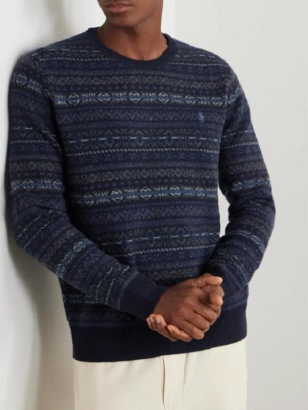 The Four Seasons S2 Will Forte Fair Isle Crewneck Sweater WorthVee