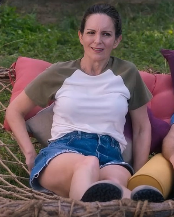The Four Seasons Tina Fey Olive Green Raglan Sleeve T-Shirt WorthVee