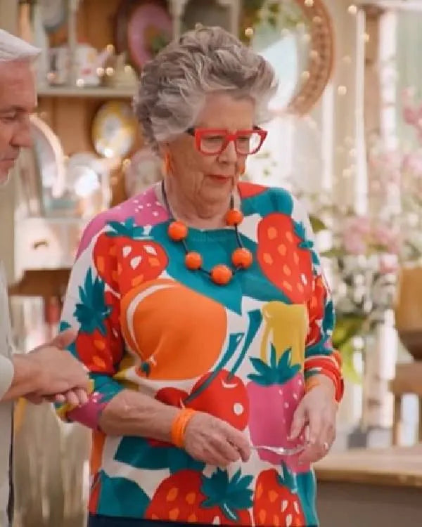 The Great British Bake Off Prue Leith Fruit Printed Sweater