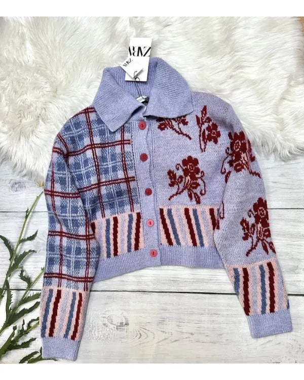 The Great Pottery Throwdown S09 Lilac Mix Print Cardigan