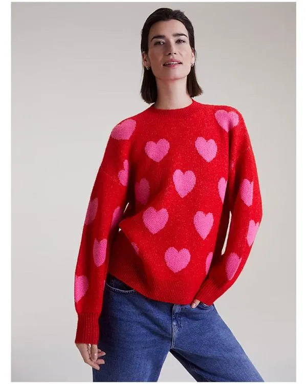 The Great Pottery Throwdown S09 Red/Pink Heart Print Sweater