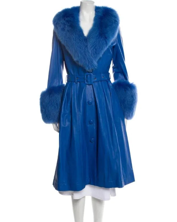The Lincoln Lawyer S04 Becki Newton Blue Belted Leather Coat