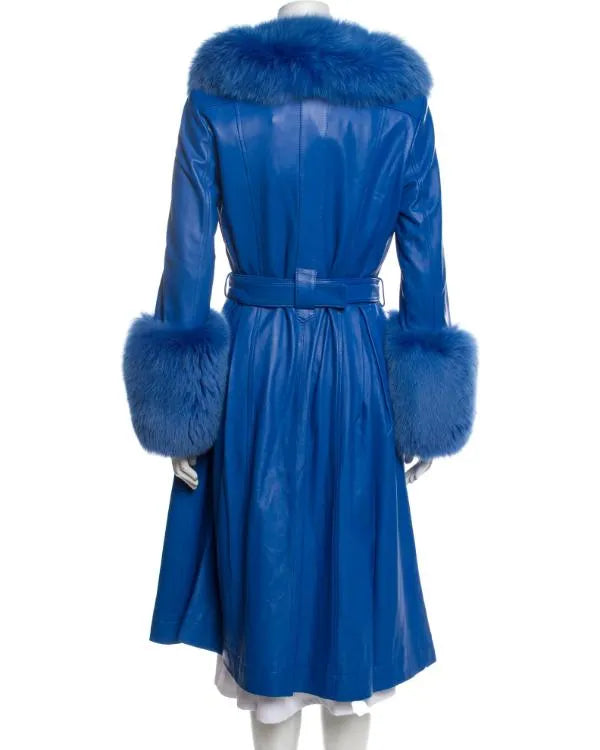 The Lincoln Lawyer S04 Becki Newton Blue Belted Leather Coat