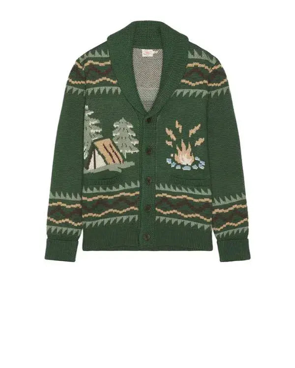 The Neighborhood S08 Max Greenfield Green Printed Cardigan WorthVee