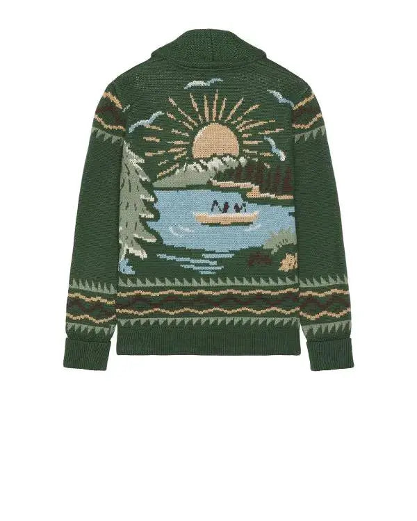 The Neighborhood S08 Max Greenfield Green Printed Cardigan WorthVee