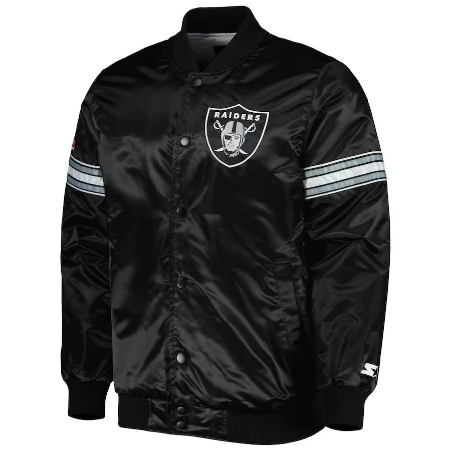 The Pick And Roll Las Vegas Raiders Black Satin Jacket WorthVee