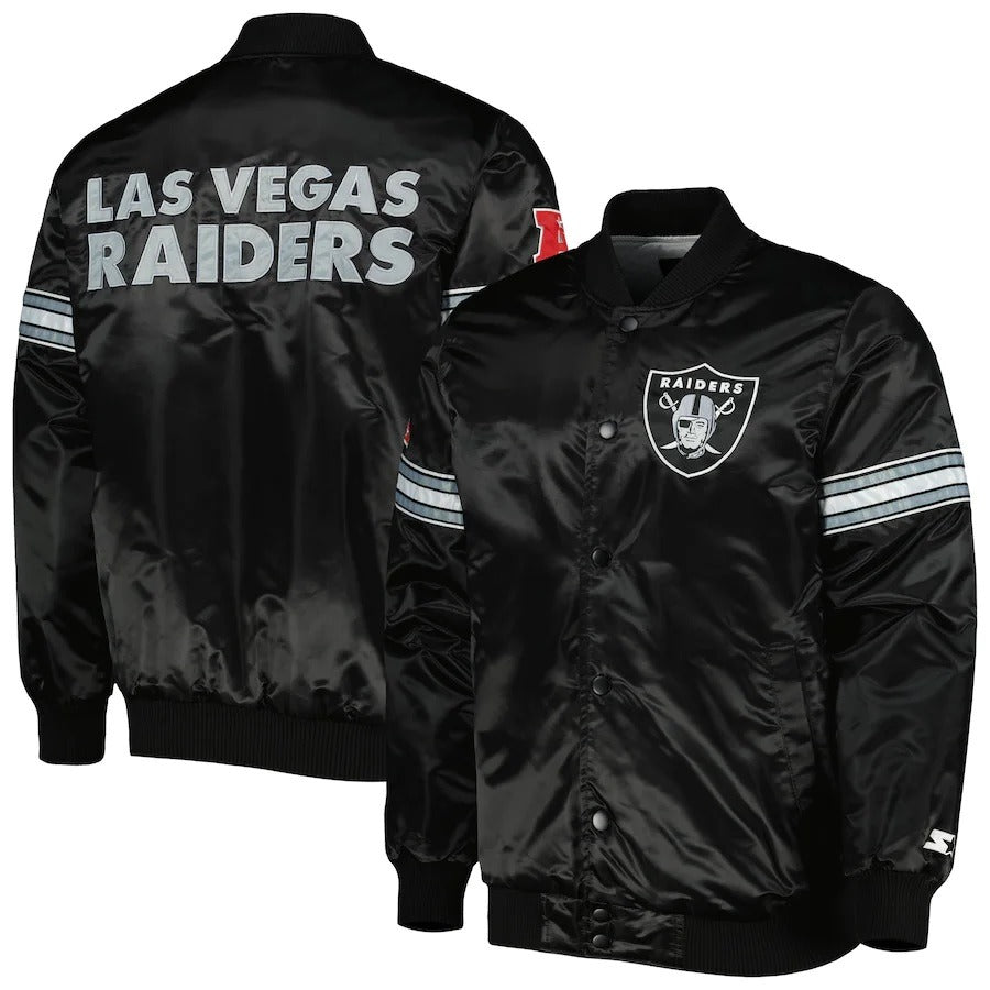 The Pick And Roll Las Vegas Raiders Black Satin Jacket WorthVee