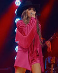 The Road S01 Britnee Kellogg Pink Satin Fringed Blazer WorthVee