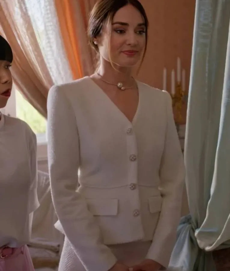 The Royal We Mallory Jansen White Tweed Blazer