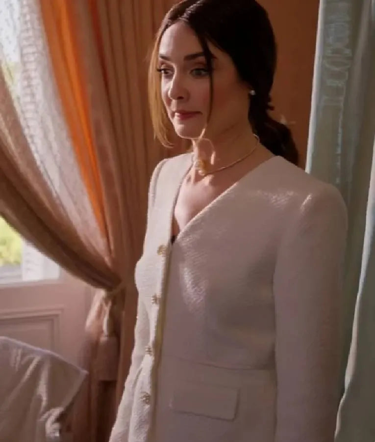 The Royal We Mallory Jansen White Tweed Blazer