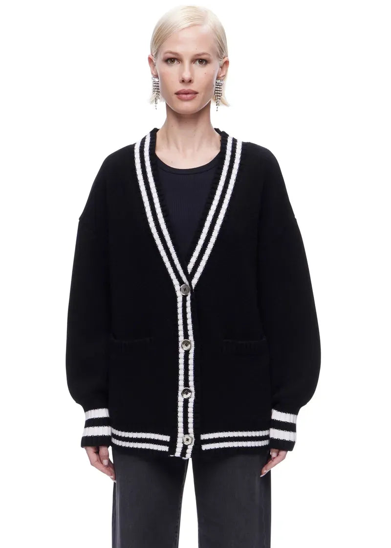 The Striped Oversized Cashmere Cardigan Sweater