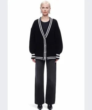 The Striped Oversized Cashmere Cardigan Sweater