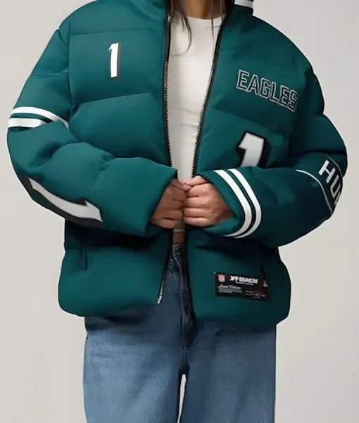 The Today Show 2025 Savannah Guthrie Green Puffer Eagles Jacket
