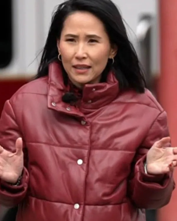 The Today Show 2025 Vicky Nguyen Maroon Leather Jacket