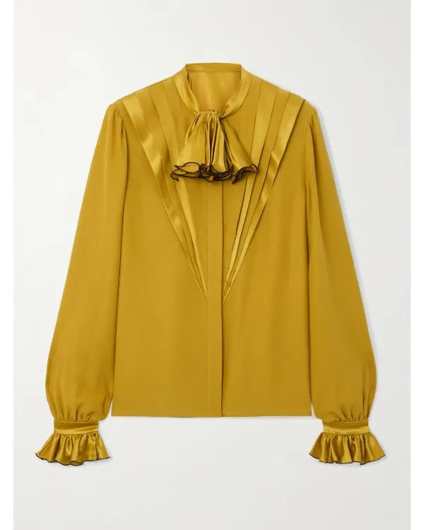 The Today Show 2026 Kelli Giddish Ruffle Pleated Silk Blouse