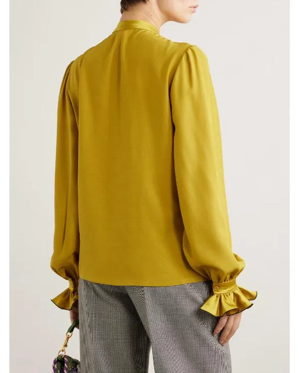 The Today Show 2026 Kelli Giddish Ruffle Pleated Silk Blouse