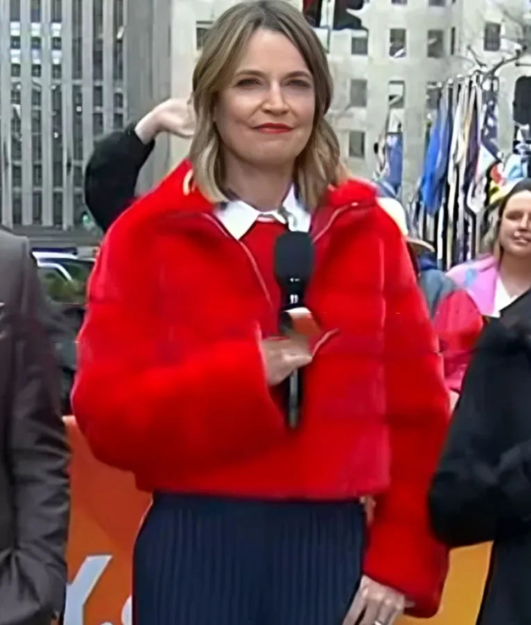 The Today Show Savannah Guthrie Red Puffer Jacket