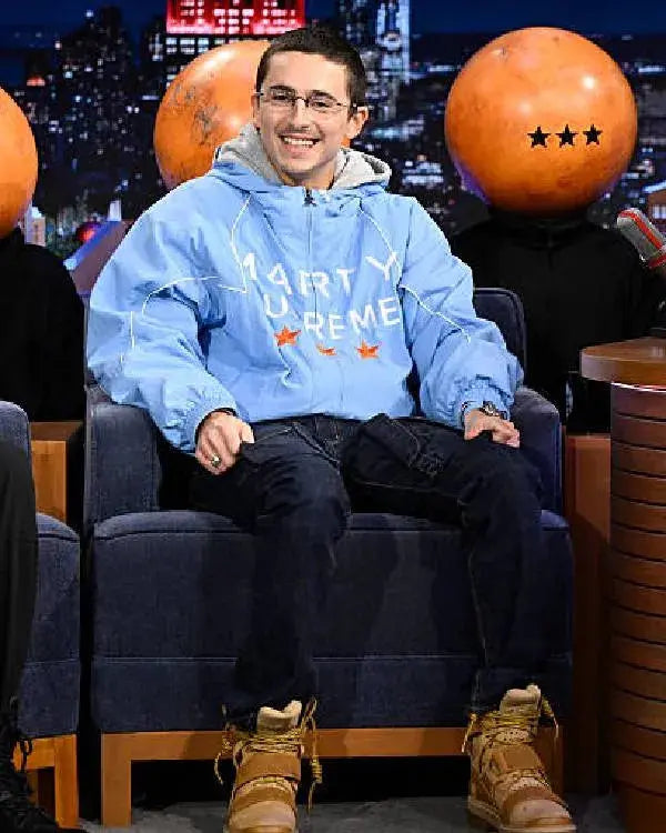 The Tonight Show Starring Jimmy Fallon Timothée Chalamet Blue Jacket WorthVee