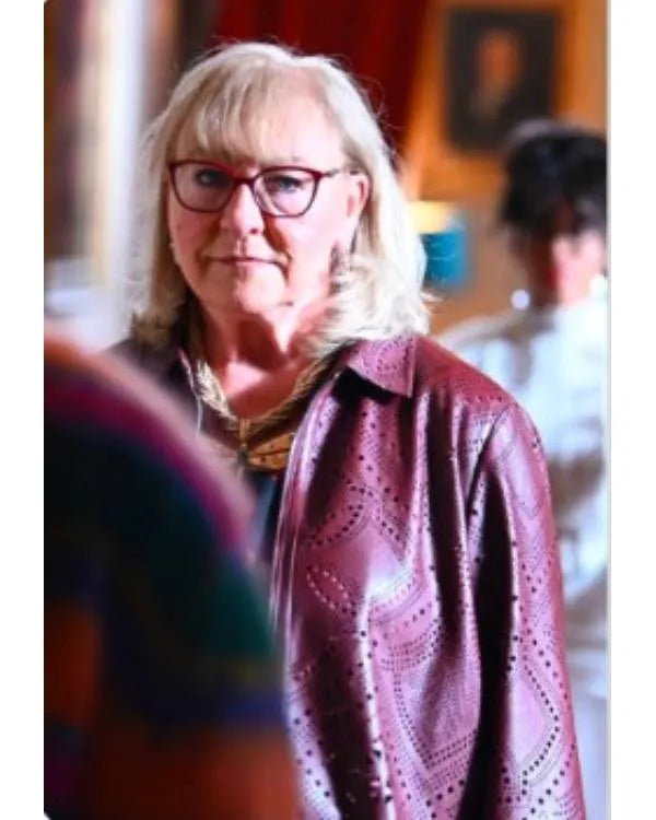 The Traitors US S04 Donna Kelce Burgundy Leather Cut Out Jacket