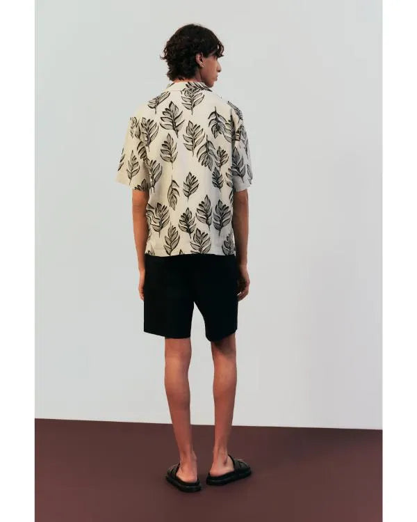 The Valley Persian Style Reza Farahan White Leaf Print Shirt