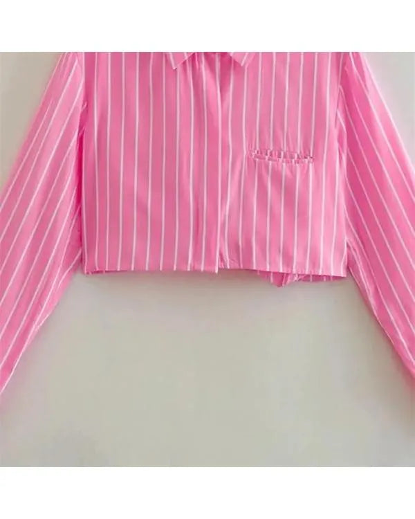 The Valley Persian Style S01 Golnesa Striped Cropped Shirt