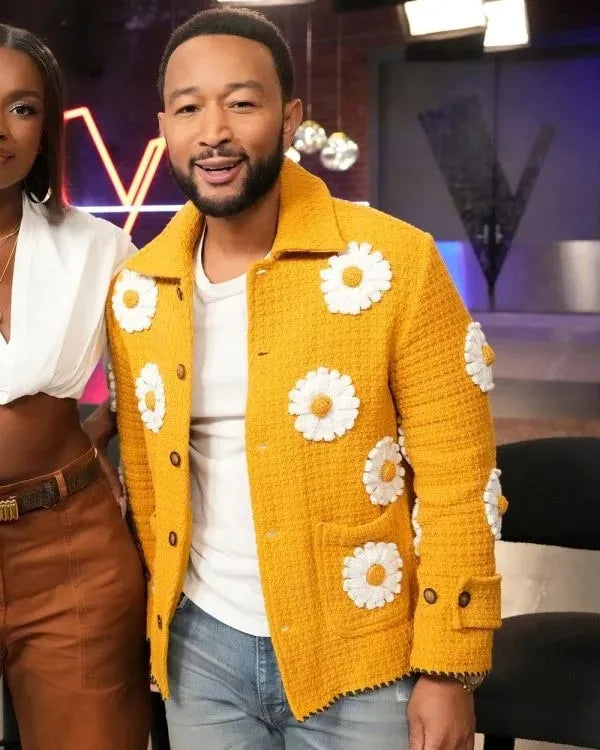 The Voice S27 John Legend Yellow Daisy Applique Jacket