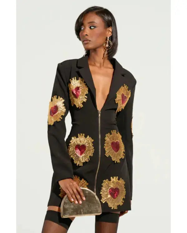 The Voice S27 Lucia Flores-Wiseman Black & Gold Heart Dress WorthVee