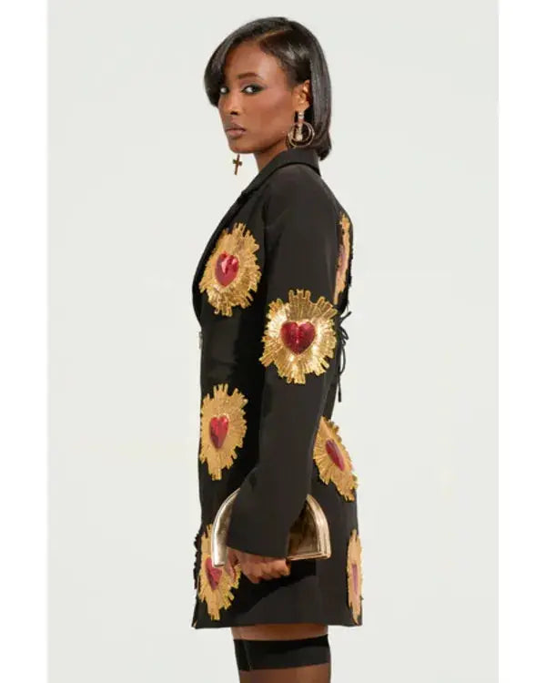 The Voice S27 Lucia Flores-Wiseman Black & Gold Heart Dress WorthVee