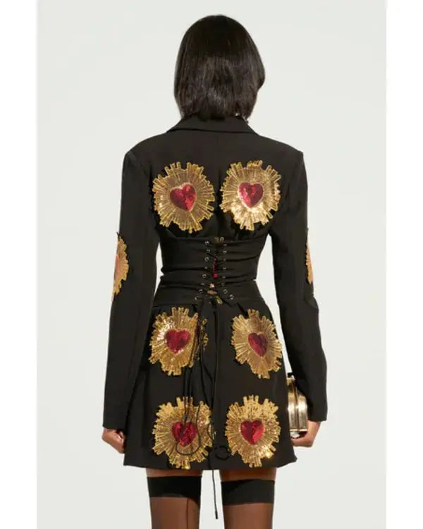 The Voice S27 Lucia Flores-Wiseman Black & Gold Heart Dress WorthVee