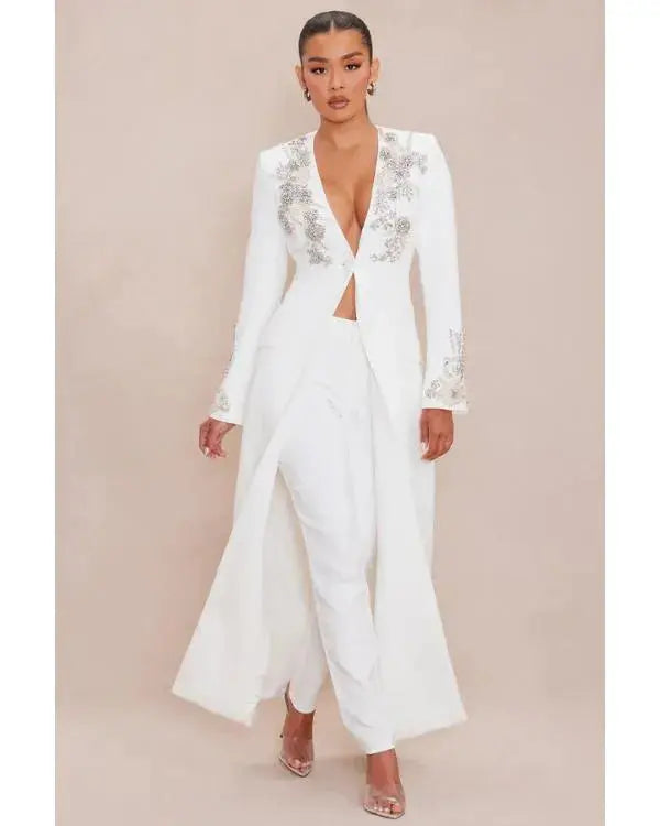 The Voice S28 Jazz McKenzie White Embellished Coat WorthVee